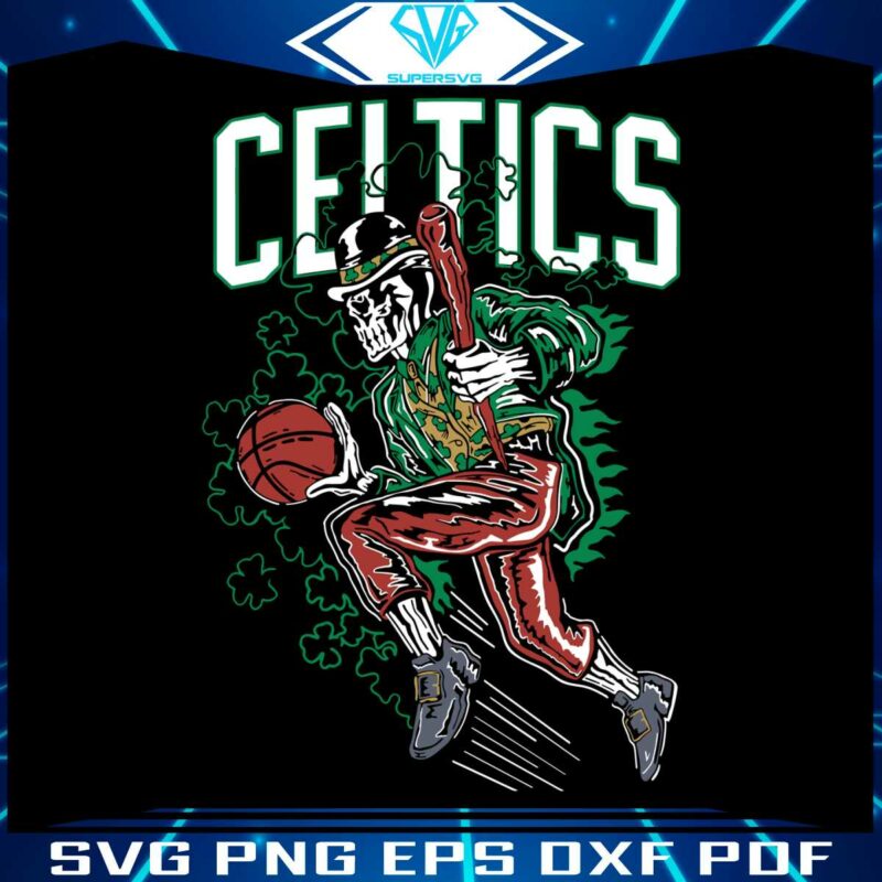 celtics-clover-skeleton-basketball-boston-celtics-basketball-2023-nba-playoff-svg