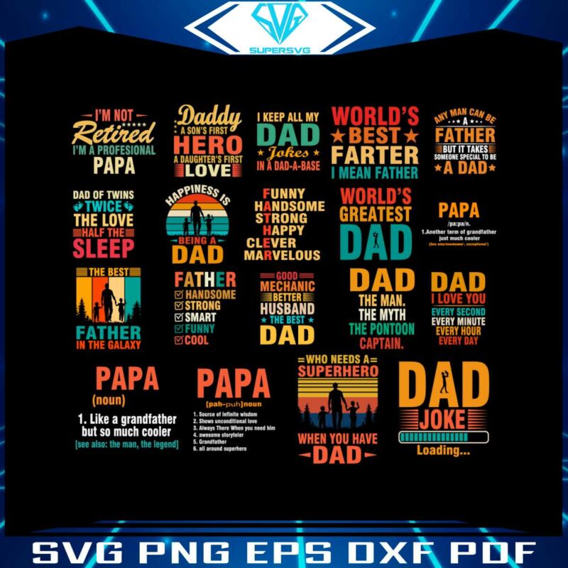 Happy Fathers Day Bundle Best SVG Cutting Digital Files