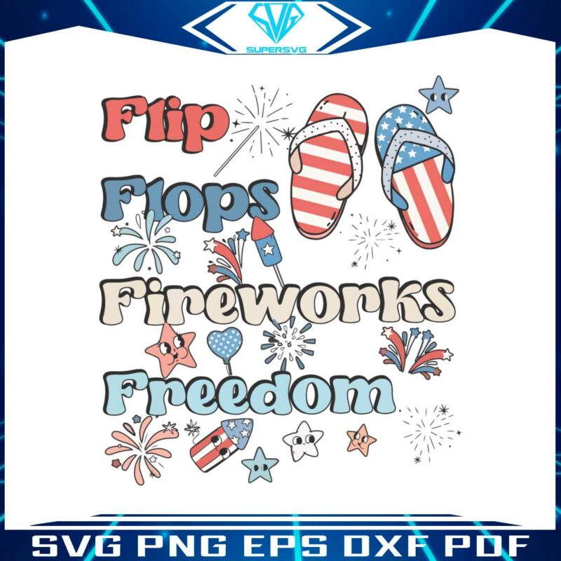 retro-flip-flops-fireworks-freedom-4th-of-july-svg-design-file
