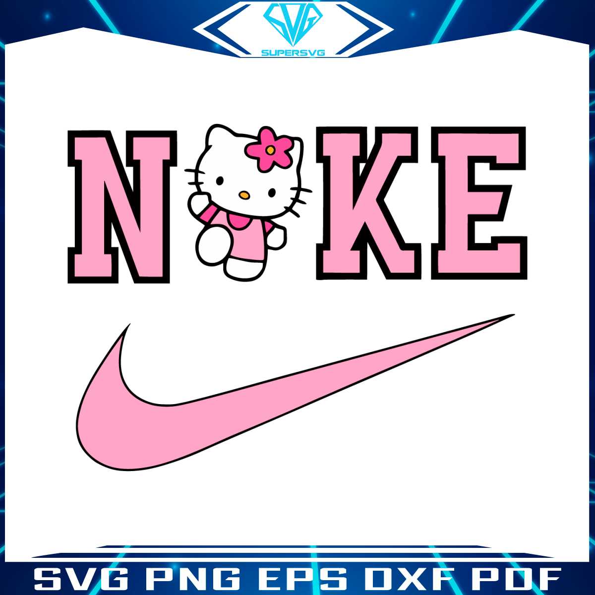 Cute Kawaii Hello Kitty Nike Logo SVG Graphic Design File