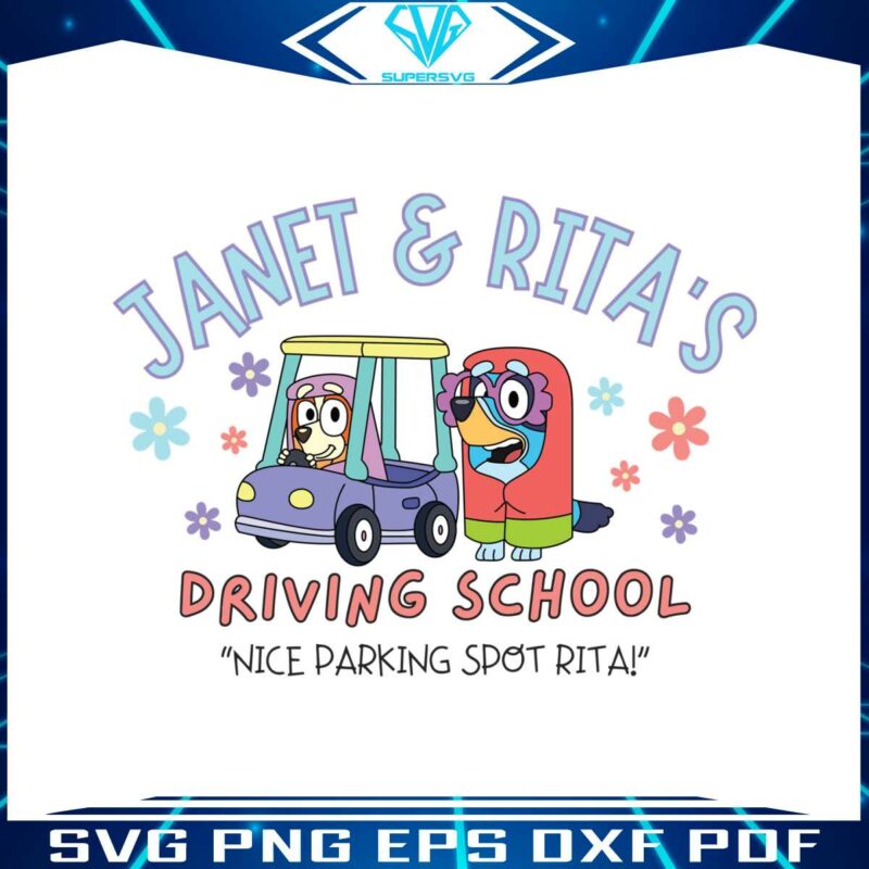 janet-and-rita-driving-school-bluey-famlily-svg-digital-cricut-file