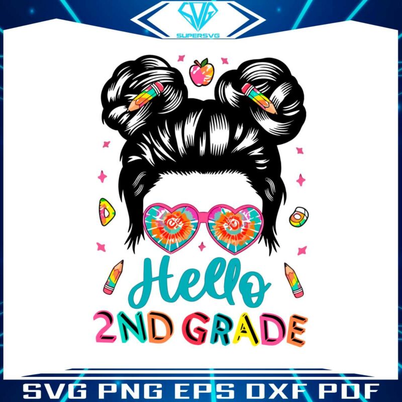 hello-2nd-grade-messy-bun-back-to-school-svg-digital-file