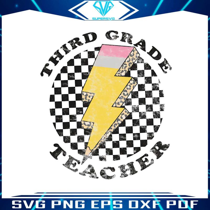 vintage-third-grade-teacher-checkered-png-download