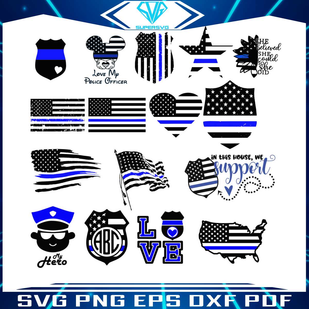 Police Officer SVG Police Jobs SVG Bundle Cutting Digital File