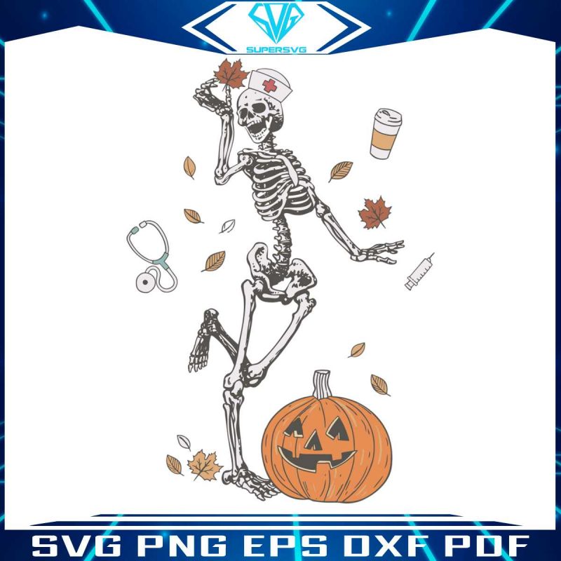 funny-nurse-svg-halloween-skeleton-with-nurse-hat-svg-file