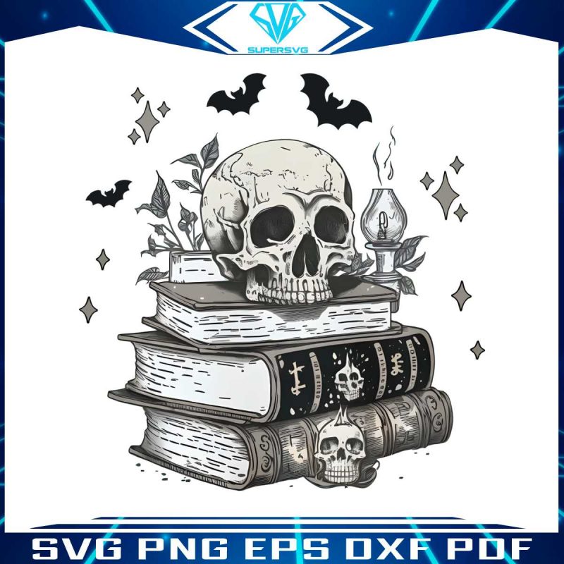 spooky-spell-books-png-halloween-skull-png-sublimation