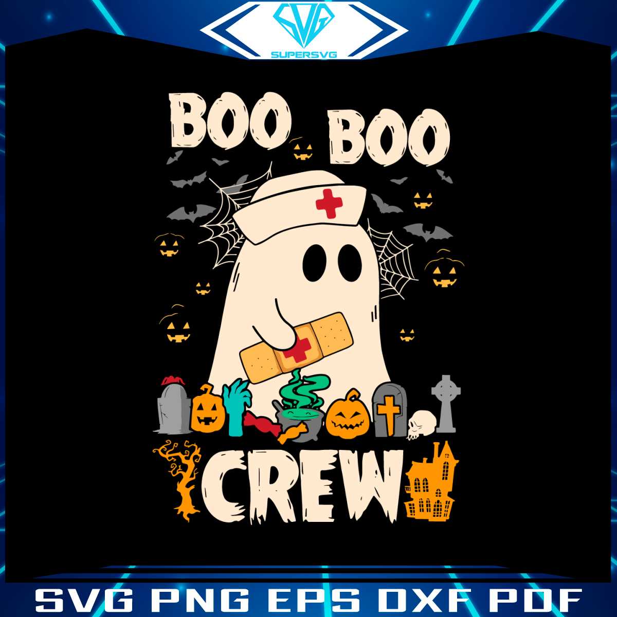 Boo Boo Crew Halloween Nurse SVG Cutting Digital File