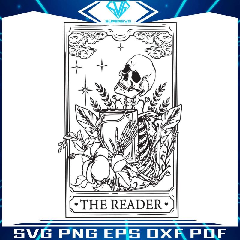 the-reader-tarot-card-skeleton-svg-skeleton-reading-svg