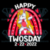 Happy Twosday 2022 Unicorn Cricut Svg Files, Rainbow Svg