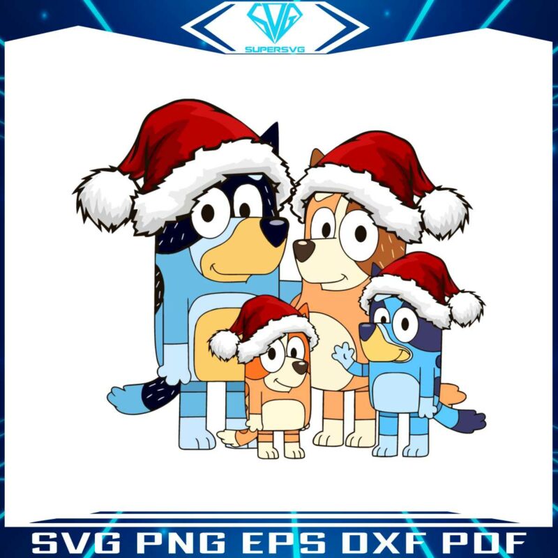 cute-bluey-family-merry-xmas-svg-graphic-design-file
