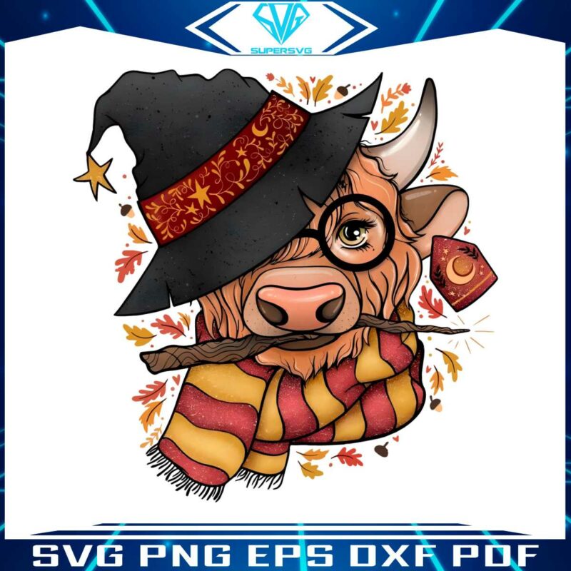 wizard-cow-magical-highland-cow-png-sublimation-file