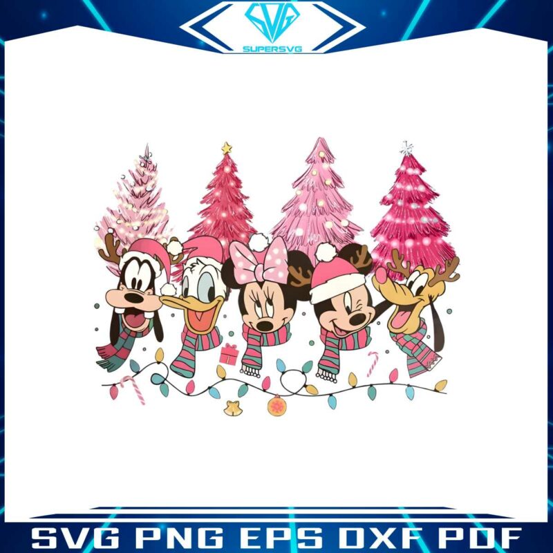 mickey-and-friends-disney-pink-christmas-tree-png-file