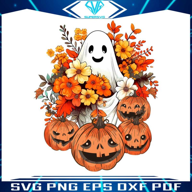 vintage-floral-ghost-pumpkin-png-sublimation-download