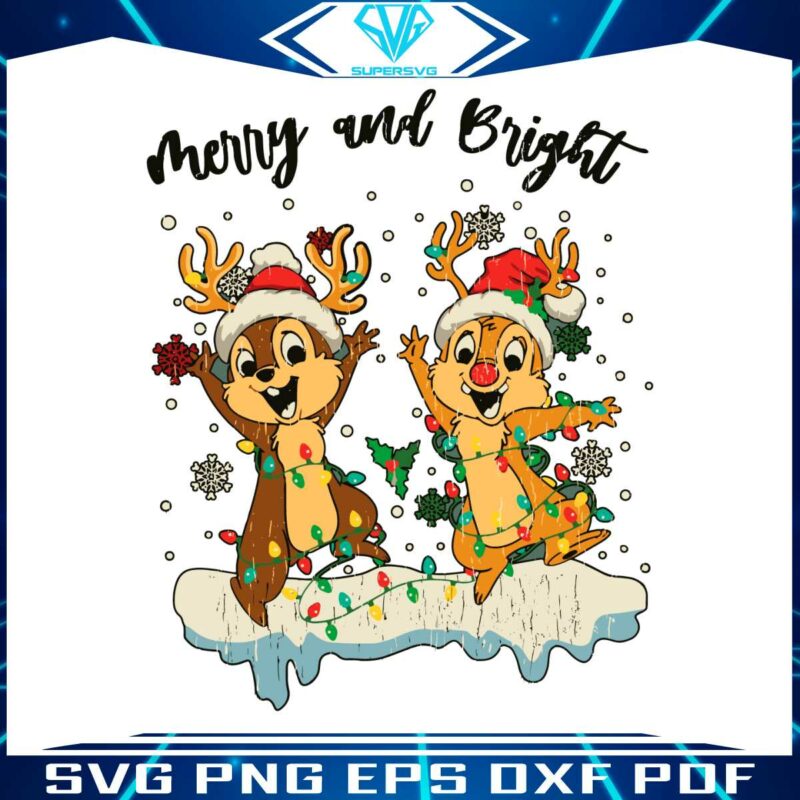 vintage-chip-and-dale-christmas-merry-and-bright-svg-file