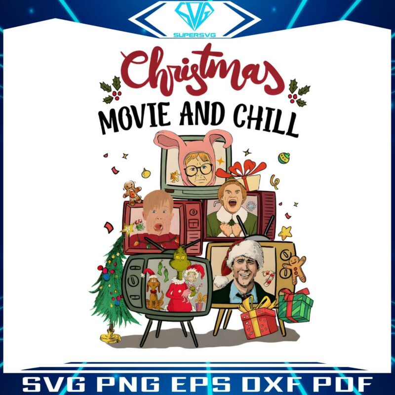 vintage-christmas-movie-and-chill-characters-png-download
