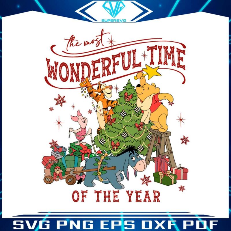 retro-winnie-the-pooh-wonderful-time-of-the-year-svg-file