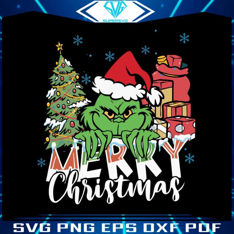 merry-christmas-grinchy-santa-hat-svg-graphic-design-file