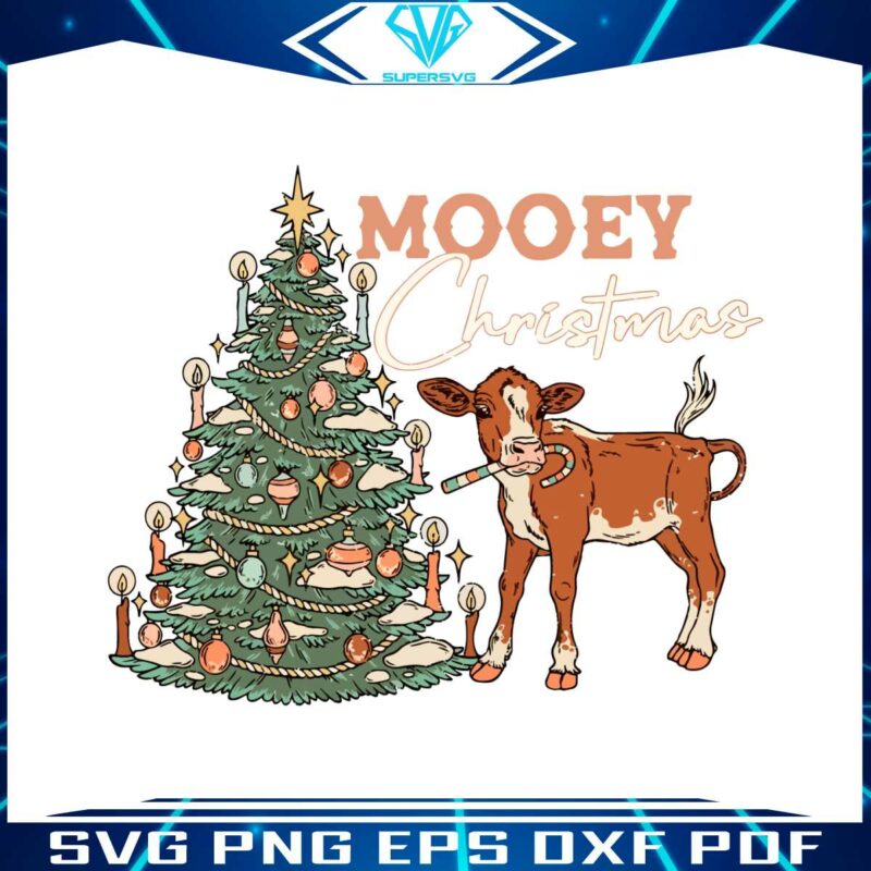 mooey-christmas-western-cow-svg-graphic-design-file