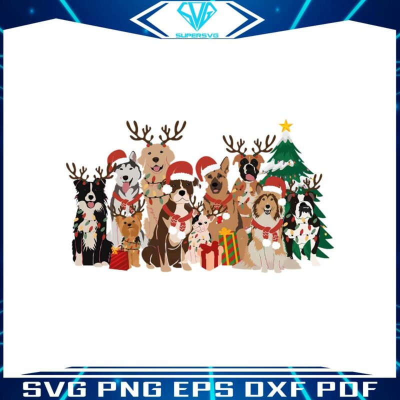 vintage-christmas-dogs-reindeer-vibes-png-download