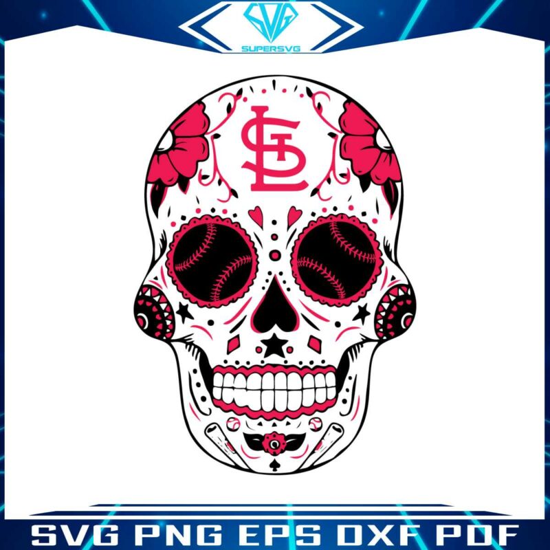 st-louis-cardinals-baseball-sugar-skull-svg-digital-cricut-file