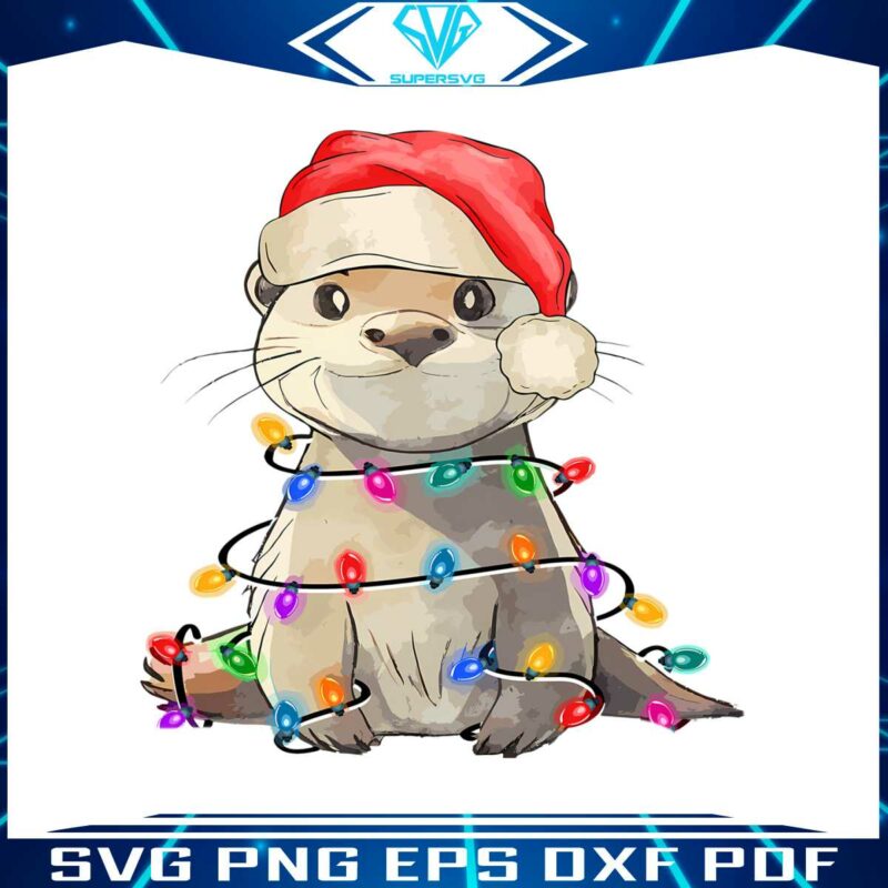 otters-merry-christmas-santa-hat-png-download-file