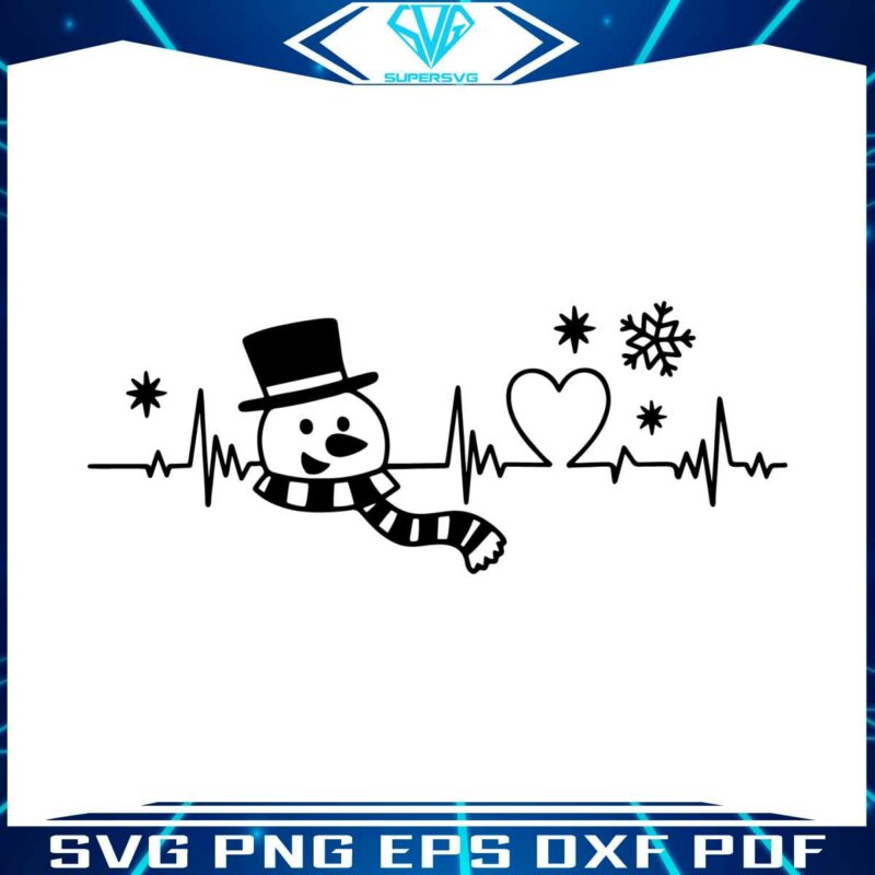 retro-christmas-heartbeat-snowman-svg-digital-cricut-file