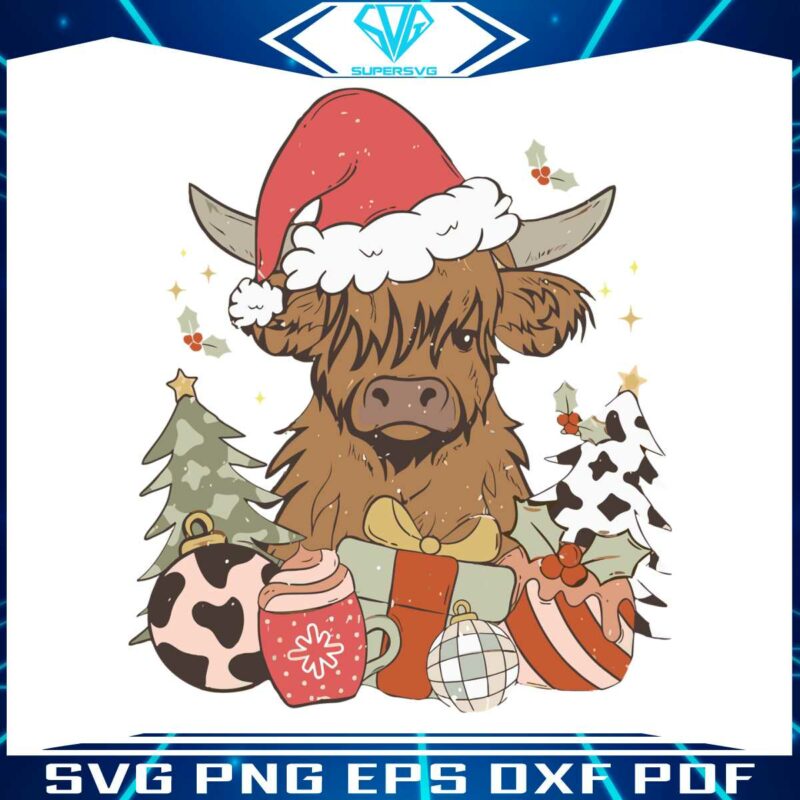 highland-cow-christmas-santa-gift-svg-digital-cutting-file