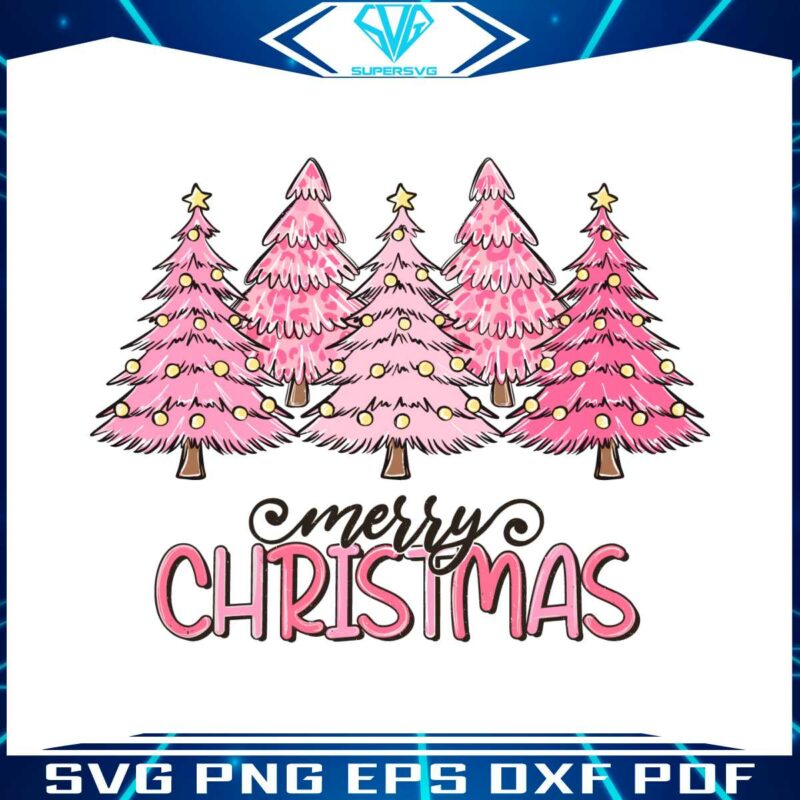 retro-pink-tree-merry-christmas-svg-graphic-design-file