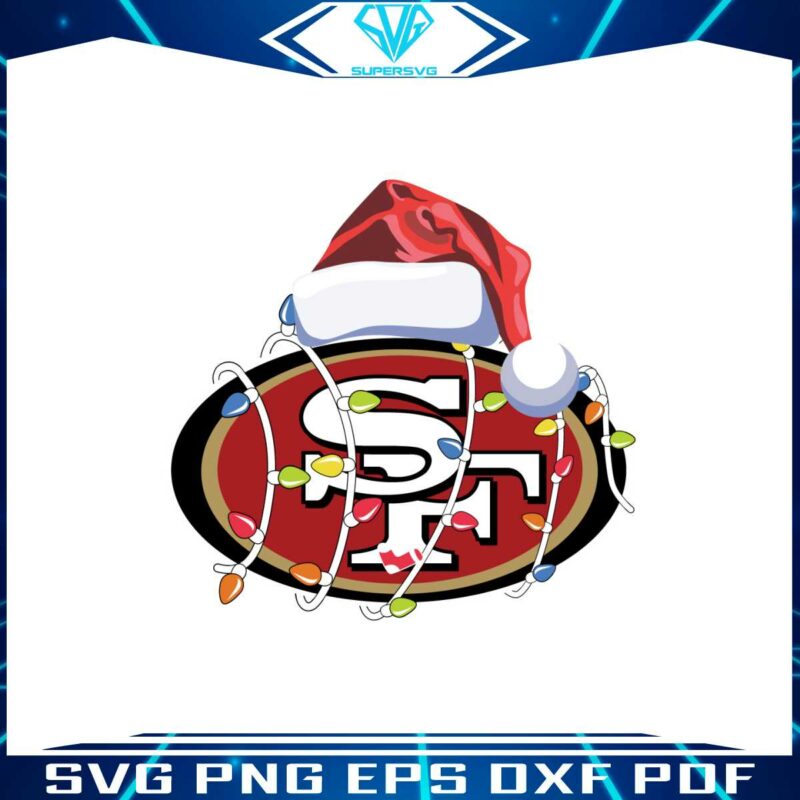 49ers-with-santa-hat-and-christmas-light-svg