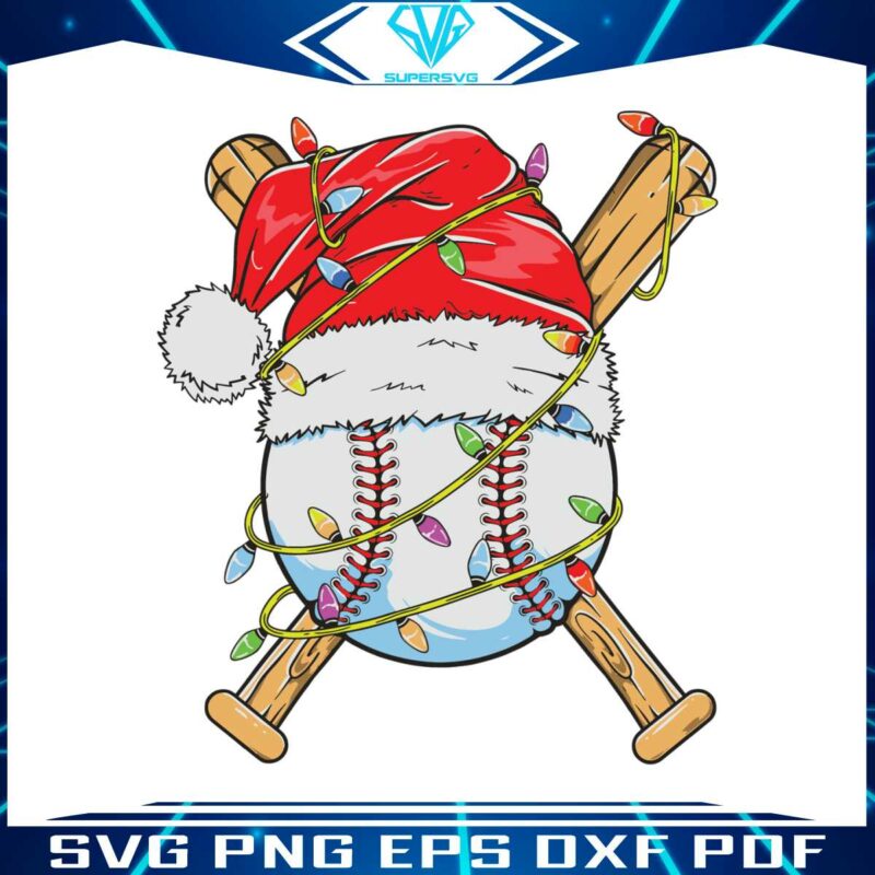 baseball-christmas-light-santa-hat-svg