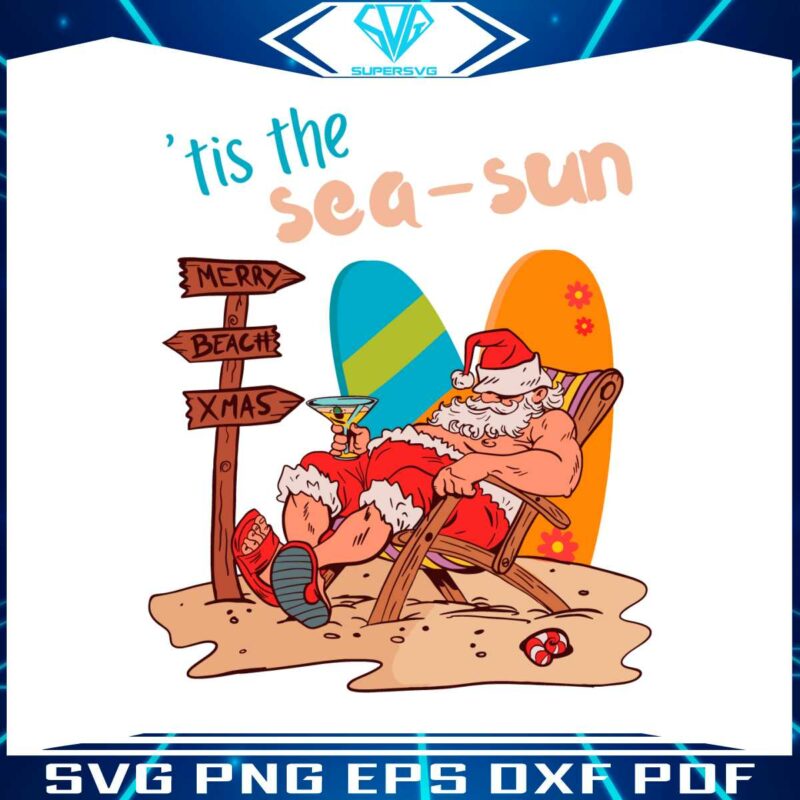 tis-the-sea-sun-merry-beach-xmas-svg