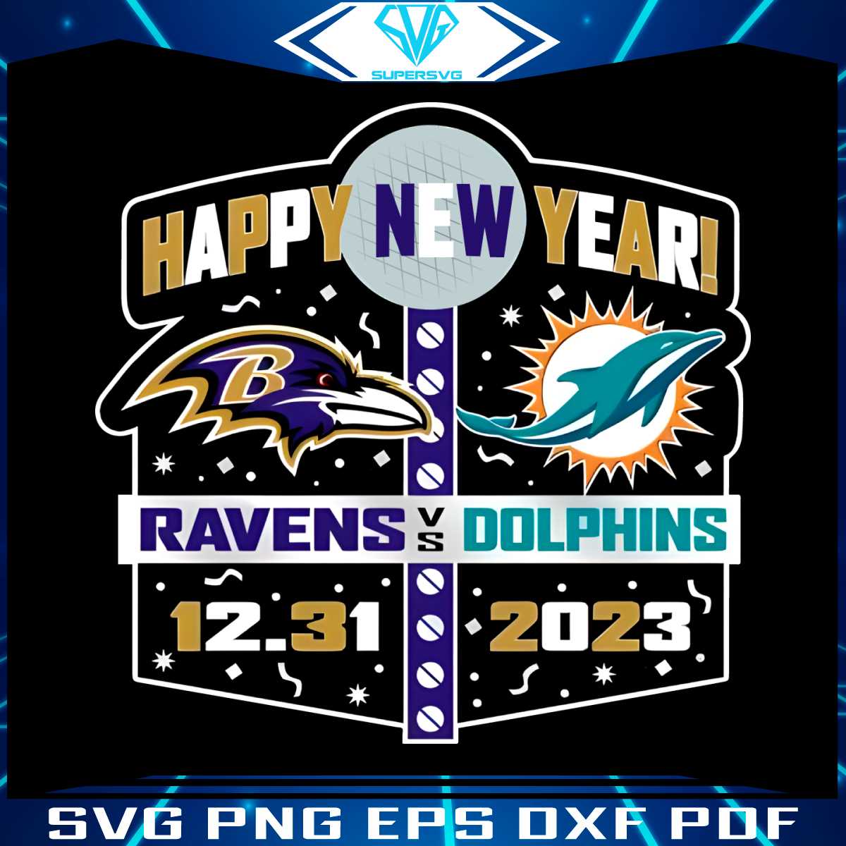 Baltimore Ravens Vs Miami Dolphins Happy New Year PNG