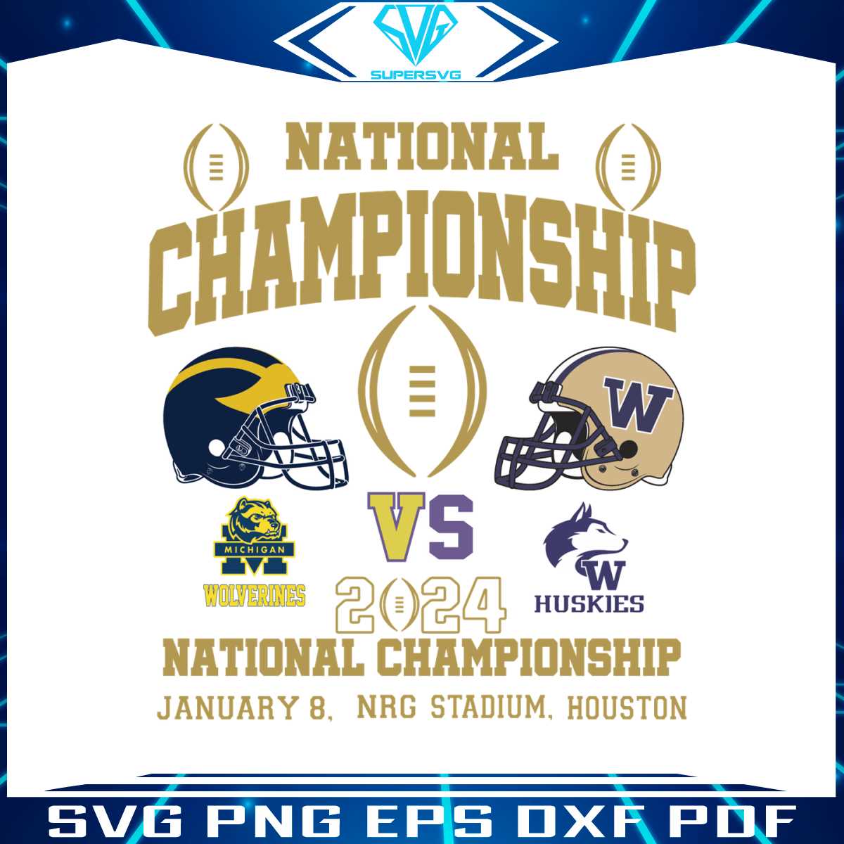 National Championship 2024 Michigan vs Washington SVG