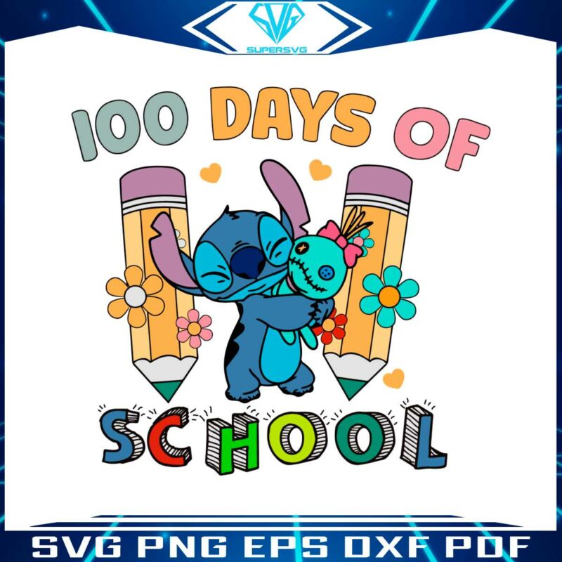 cute-stitch-100-days-of-school-svg