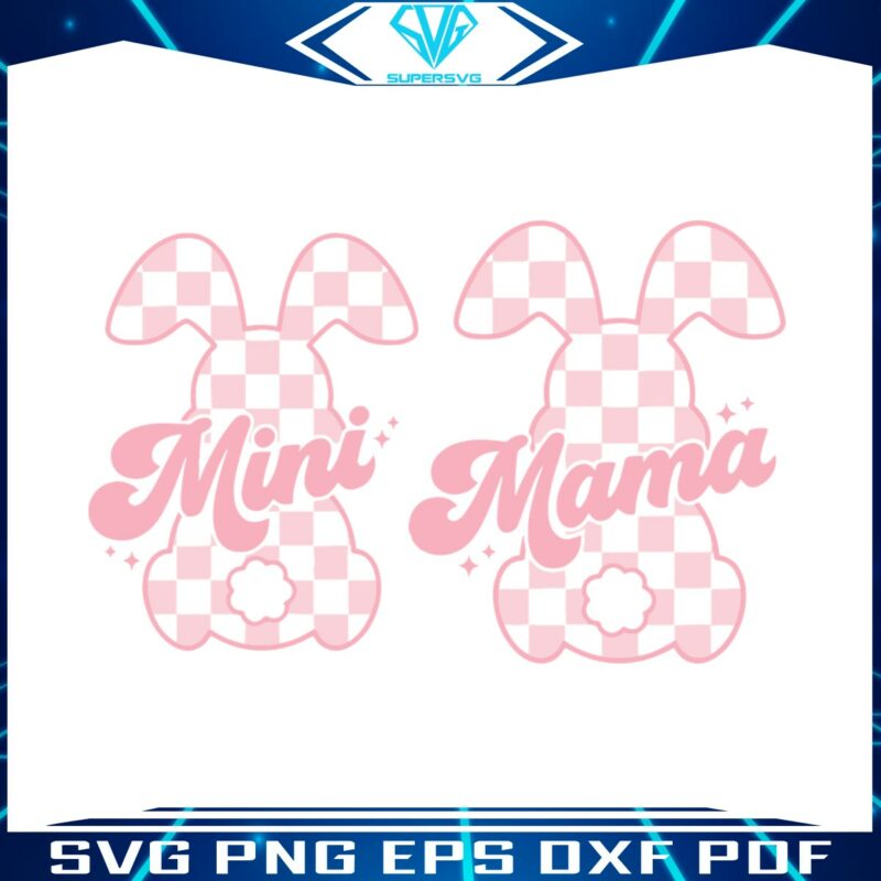 mama-mini-checkered-bunny-svg