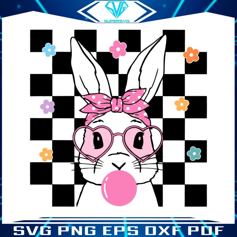 retro-easter-bunny-checkerboard-svg