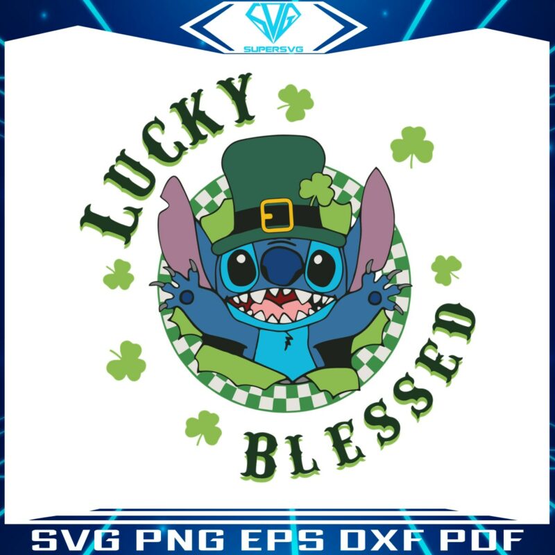 st-patricks-day-lucky-and-blessed-stitch-svg