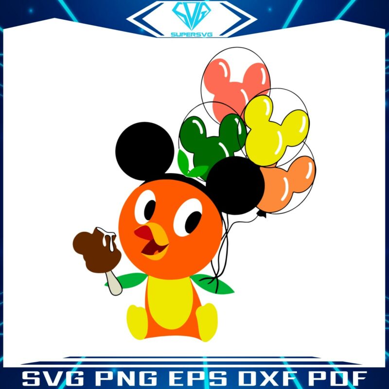 disney-orange-bird-balloons-with-mickey-hat-svg