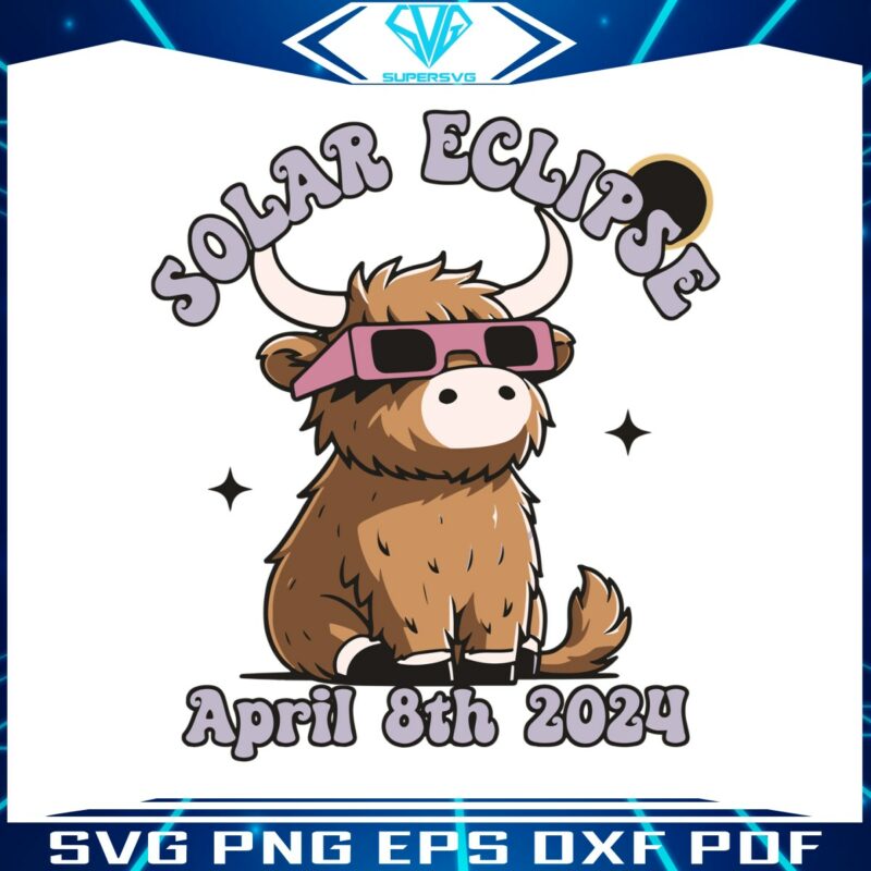 funny-highland-cow-solar-eclipse-april-8th-2024-svg