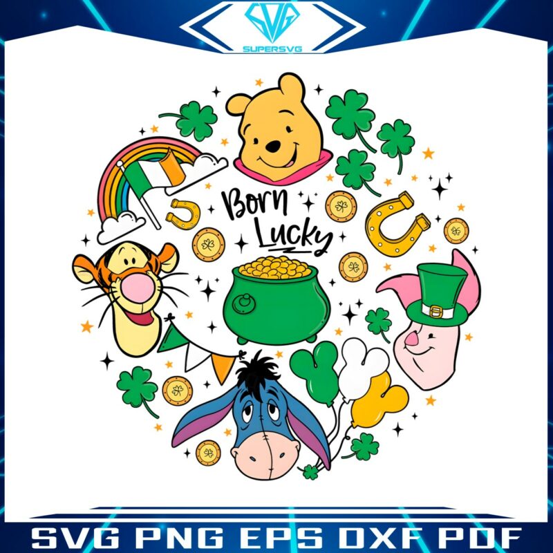 born-lucky-winnie-the-pooh-st-patricks-day-png