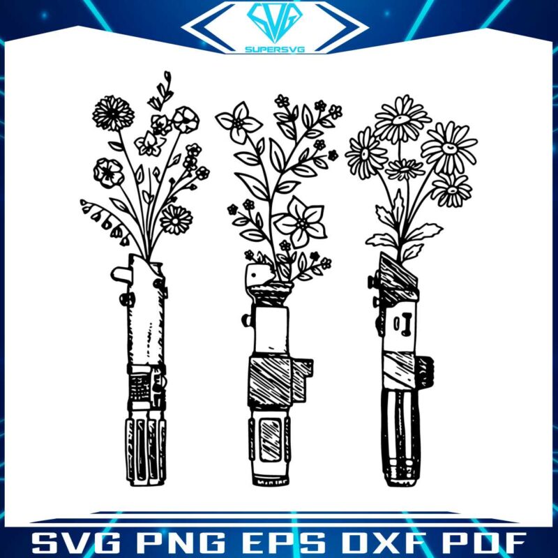 retro-star-wars-floral-lightsaber-svg