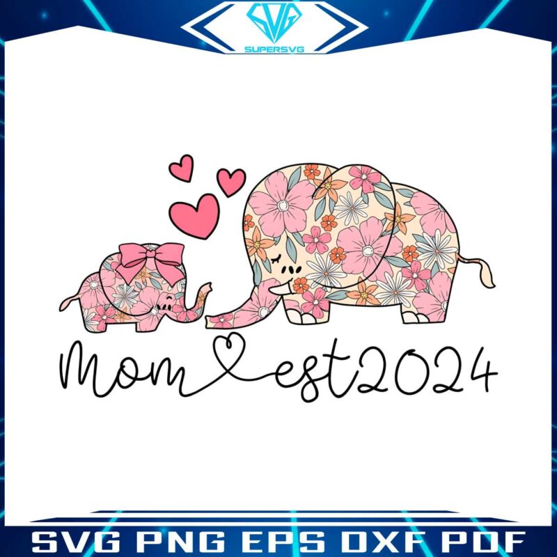 groovy-mom-est-2024-floral-elephant-png