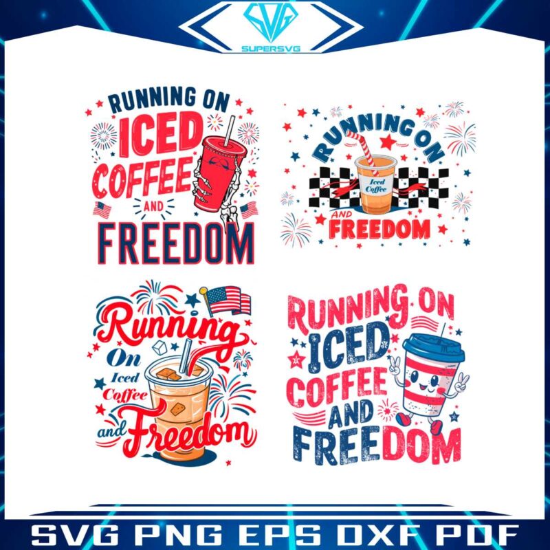 running-on-iced-coffee-and-freedom-svg-png-bundle