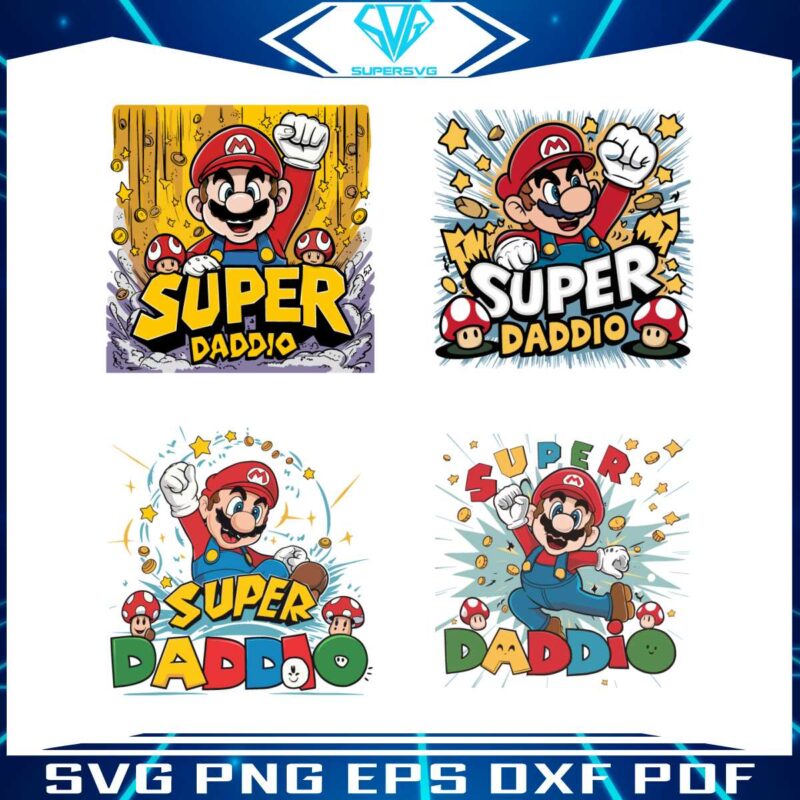 super-daddio-mario-happy-fathers-day-svg-bundle