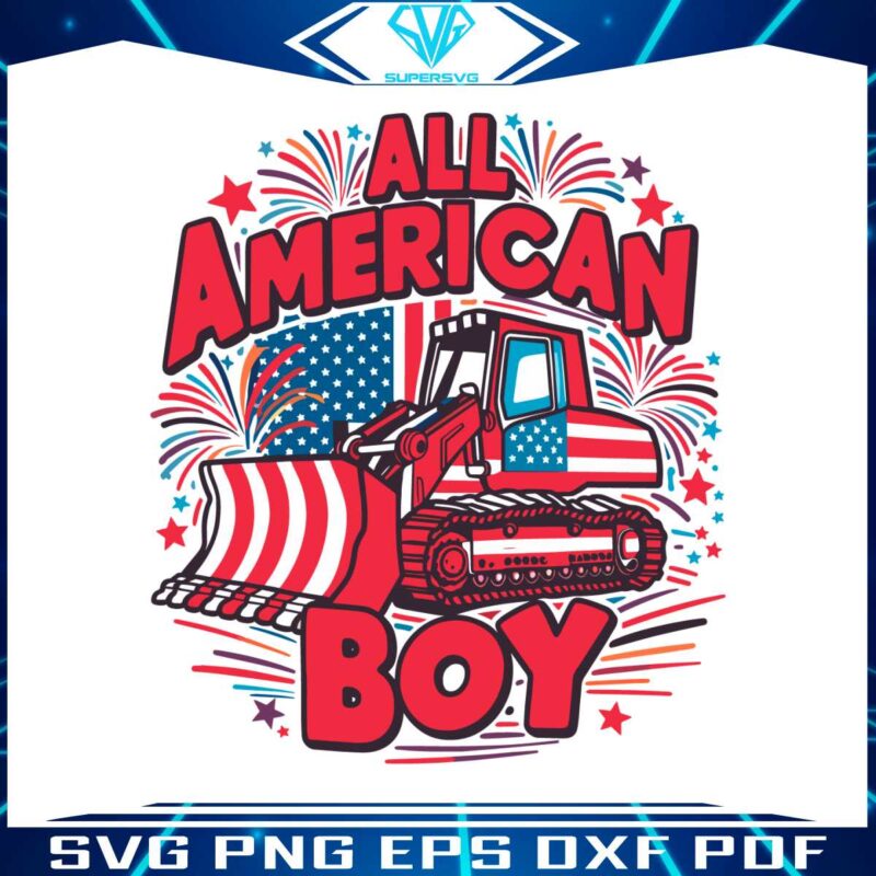 all-american-boy-patriotic-excavator-svg