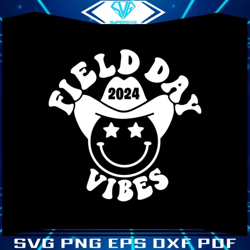 field-day-2024-vibes-cowboy-smiley-face-svg