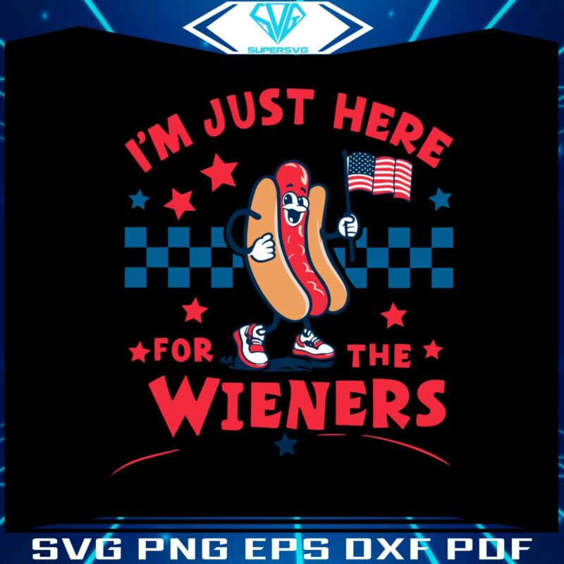 checkered-im-just-here-for-the-wieners-svg