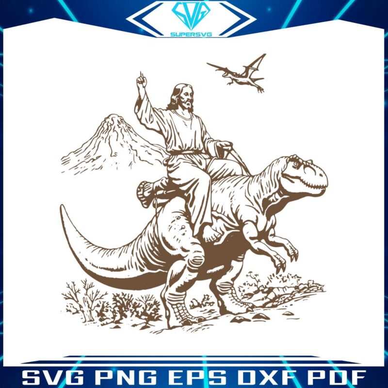 vintage-90s-jesus-riding-dinosaur-svg