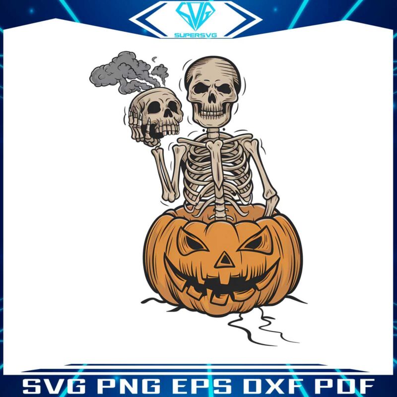 pumpkin-skeleton-holding-skull-svg