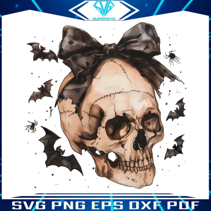 vintage-halloween-skull-bow-gothic-skeleton-png